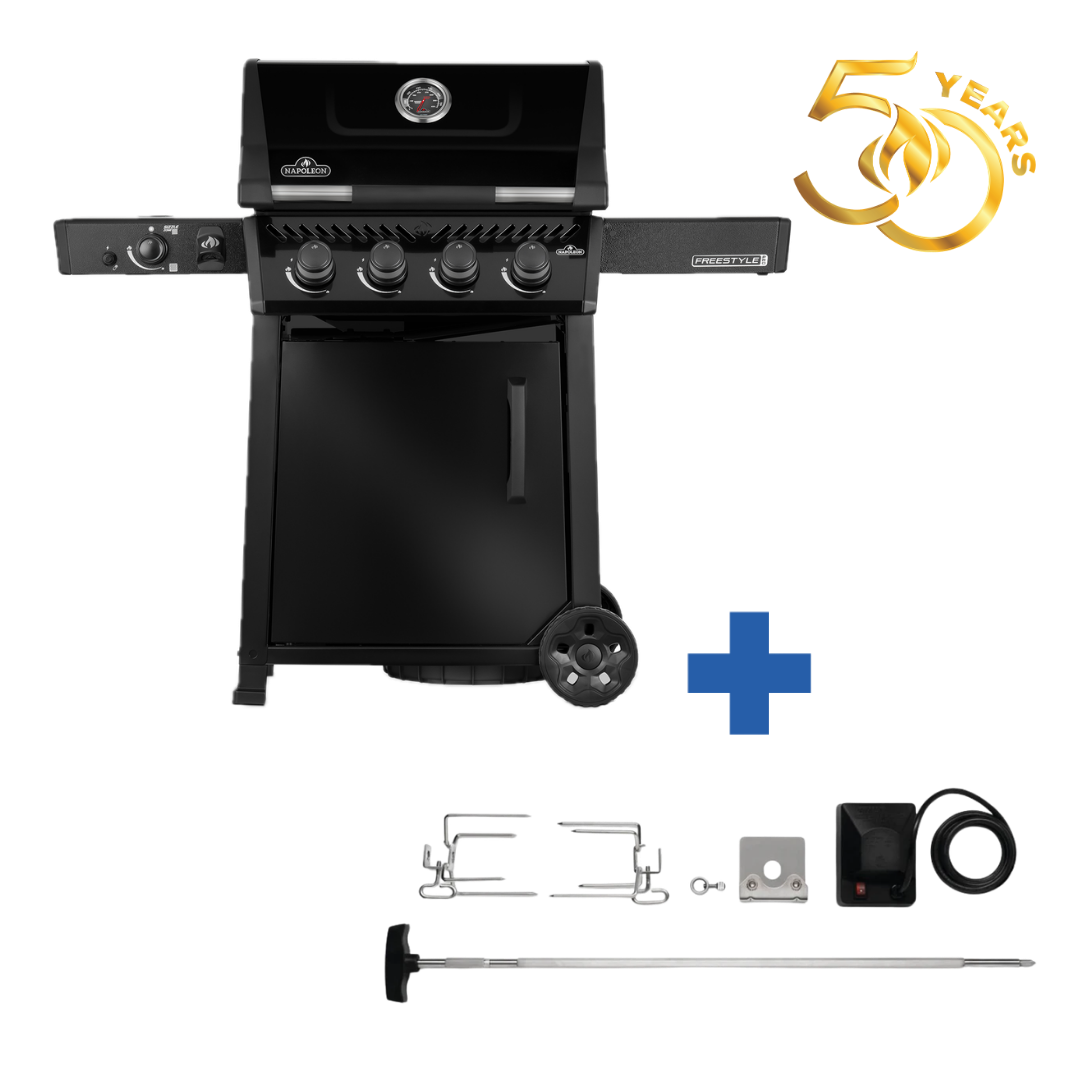 Freestyle™ PRO 425, 4 Hauptbrenner, SIZZLE ZONE™ und Tür, Schwarz