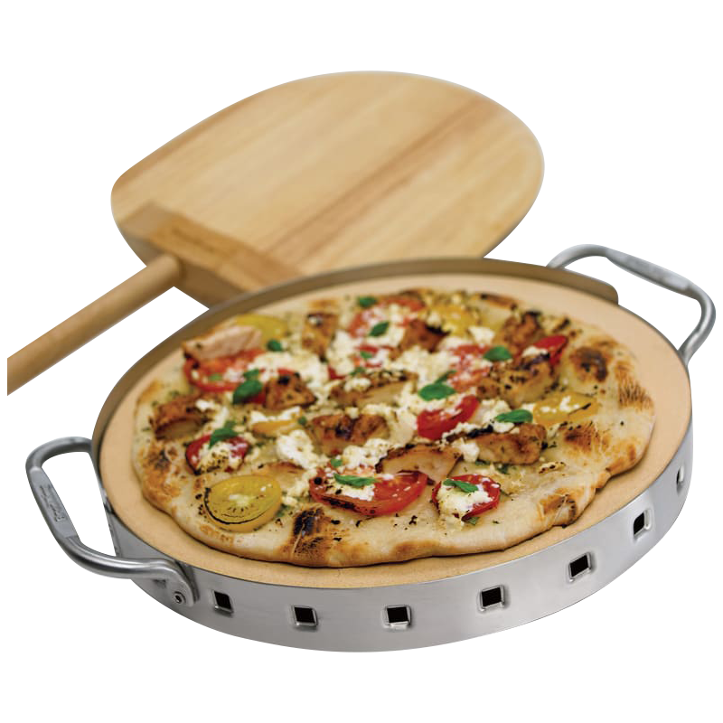 Premium Pizzastein-Set mit Gestell und Pizzaschieber