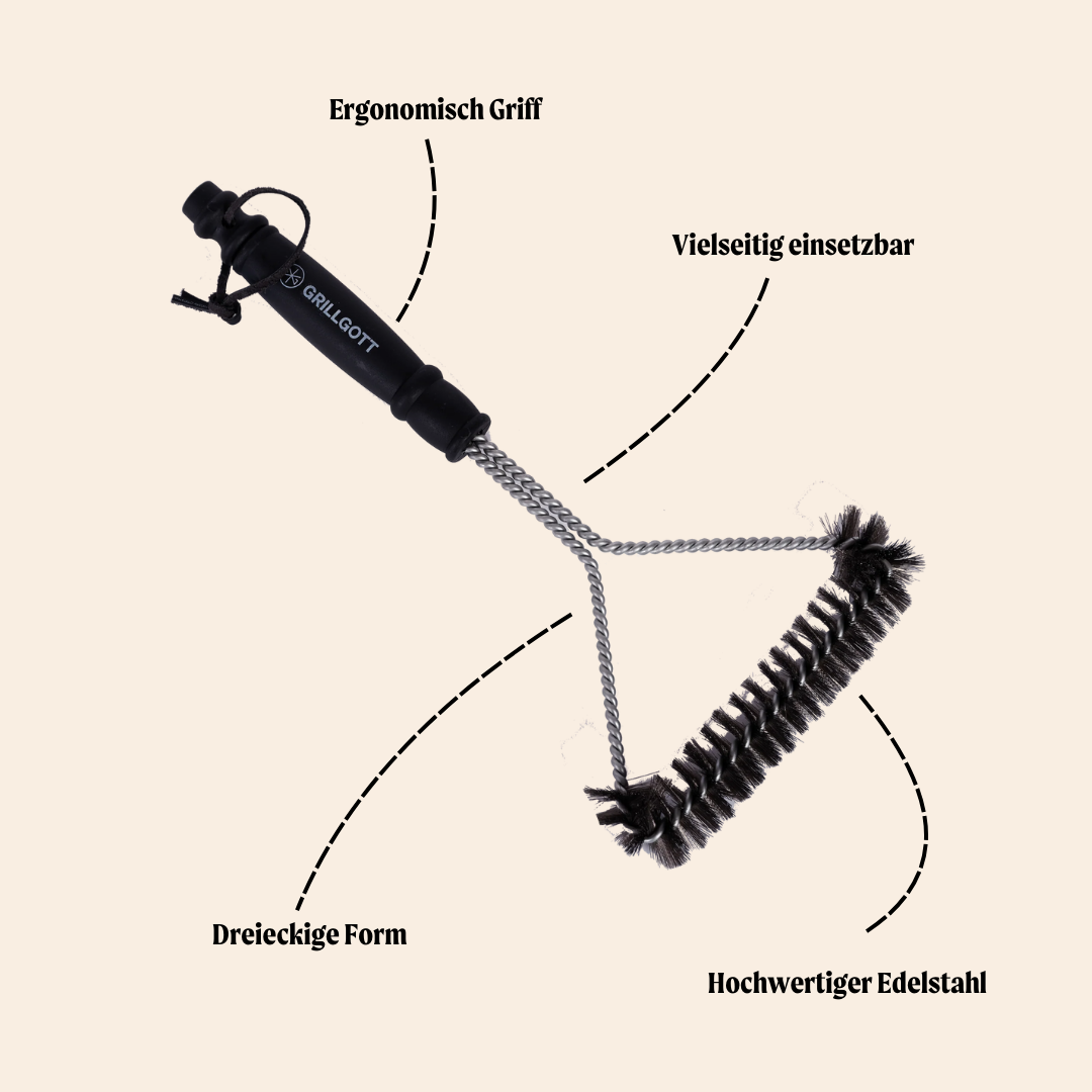 Triangelförmige Grillbürste Edelstahl (30cm)