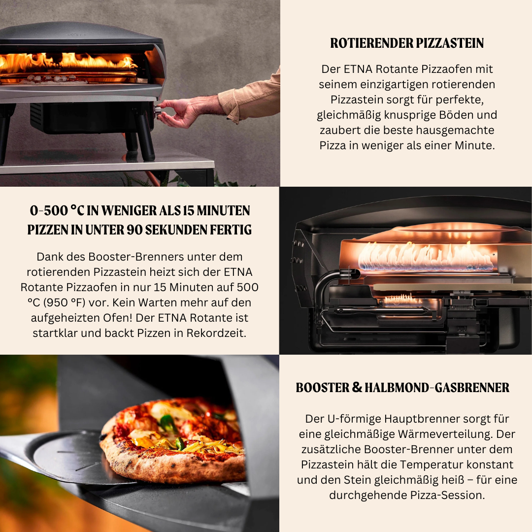 Pizzaofen ETNA ROTANTE Grey inkl. Wiegemesser